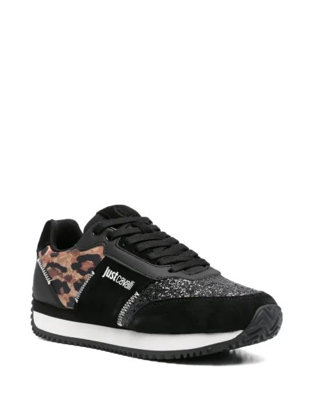 Sneakerși Just Cavalli cu imagine cu model leopard negru