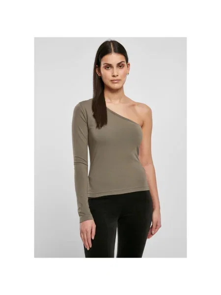 Koszulka Urban Classics z długim rękawem asymetryczna brązowa