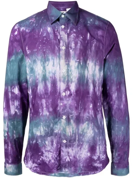 Дълго риза Stain Shade с tie-dye ефект синьо