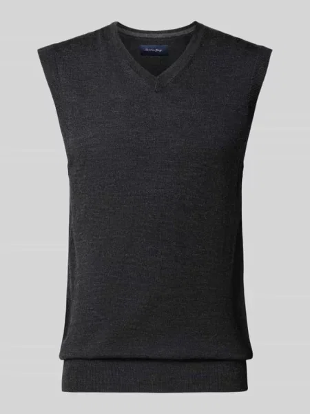 Bezrękawnik o kroju slim fit z mieszanki bawełny z dekoltem w serek Christian Berg Men