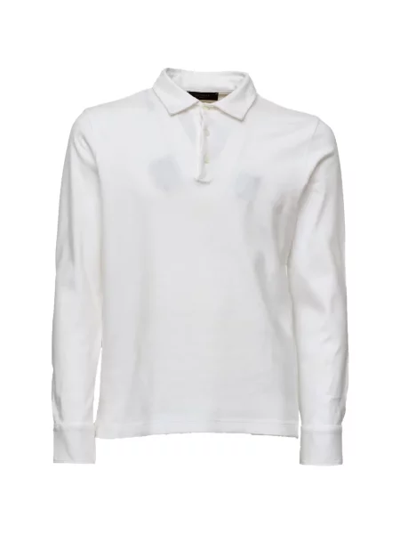 Lung tricou polo Zanone alb