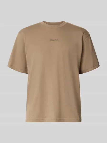 T-shirt o kroju relaxed fit z czystej bawełny model TEE Boss Green beżowa