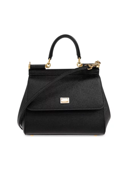 Torebka skórzana Dolce And Gabbana zamszowa czarna