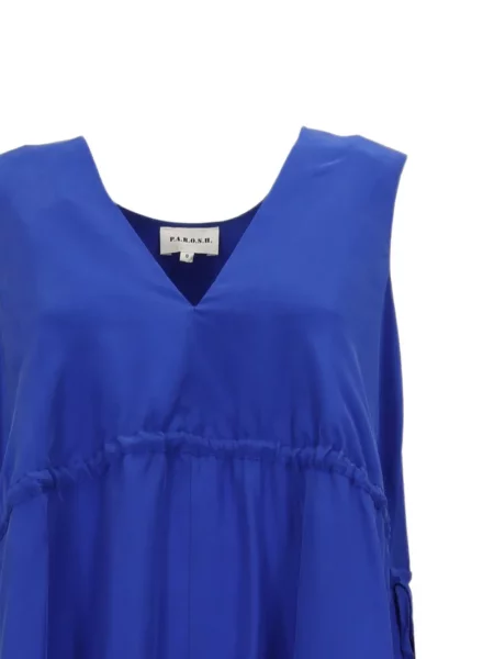 Rochie maxi P.a.r.o.s.h. de mătase cu decolteu în V albastru