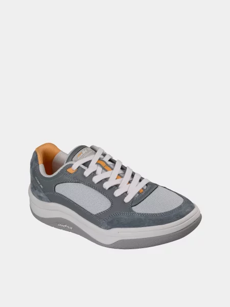 Кожаные кеды Skechers серые