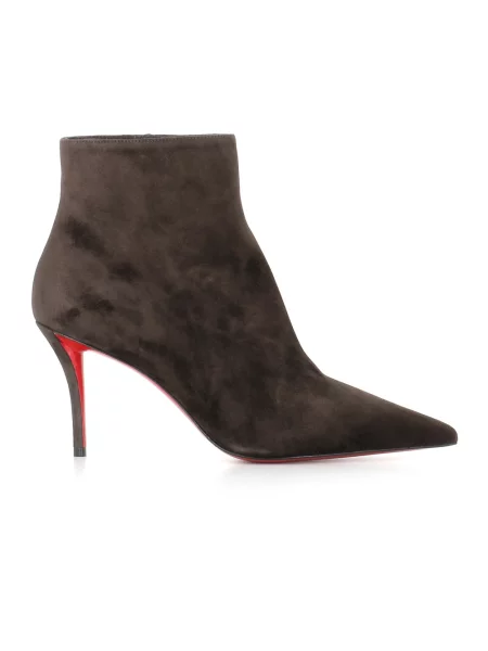 Botki Christian Louboutin skórzane brązowe