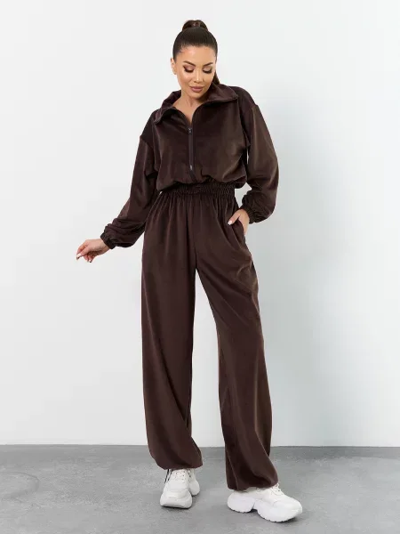 Велюровий Комбінезон ISSA Plus темно-коричневий коричневий
