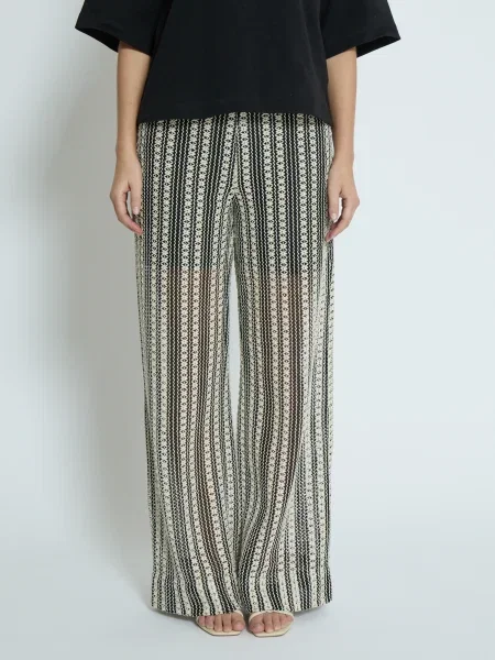Minus Pantaloni Nila bej deschis negru