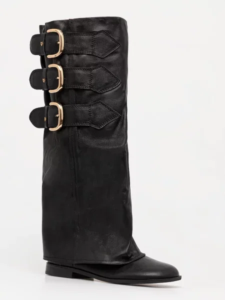 Naked Wolfe ghete de piele Anchor cu plat izolare usoara Anchor Black Leather negru