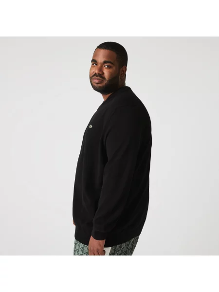 Lacoste Sweter Z Dekoltem W Serek Z Organicznej Bawełny czarny