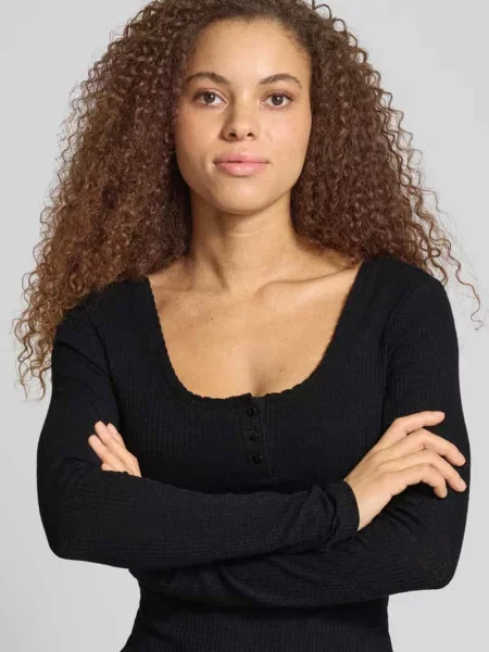 Bluzka z długim rękawem o kroju slim fit z dodatkiem bawełny Model JULIANE LIFE' Only czarna