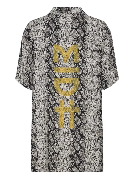Cămașă One Teaspoon cu imagine cu model piele de șarpe scurtă gri