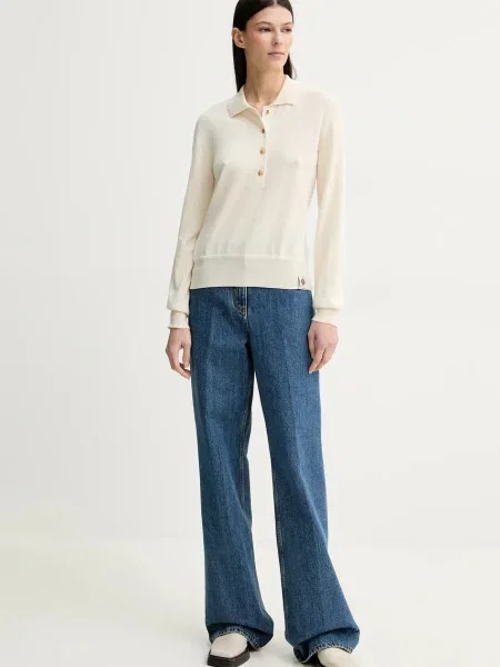 Bally sweter kaszmirowy lekki beżowy