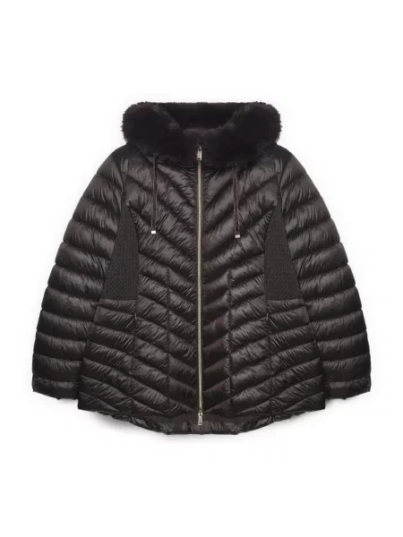 Kurtka puchowa Fiorella Rubino z kapturem brązowa