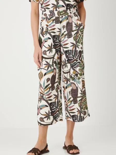 Панталон Medicine с широка каройка с висока талия бежово