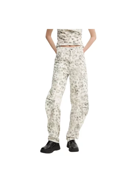 Rotate jeansy high waist beżowe