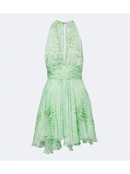 Rochie Roberto Cavalli de mătase cu imagine verde