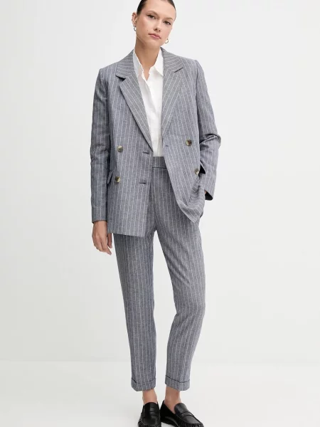 Lniana bluzka Tommy Hilfiger z długim rękawem biała