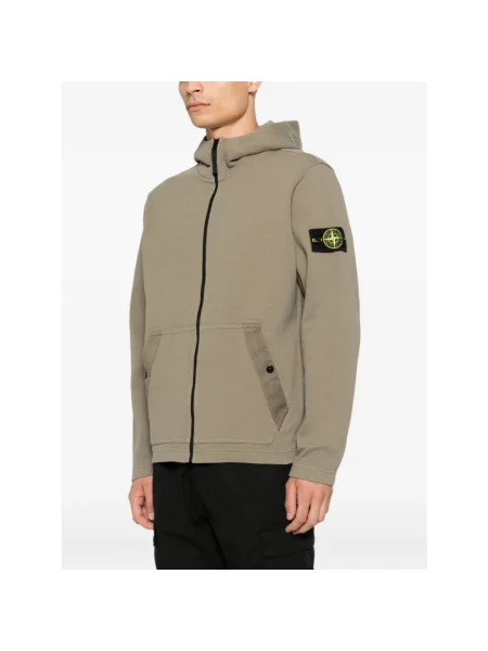Bluza z kapturem Stone Island z kapturem z kamieniami zielona