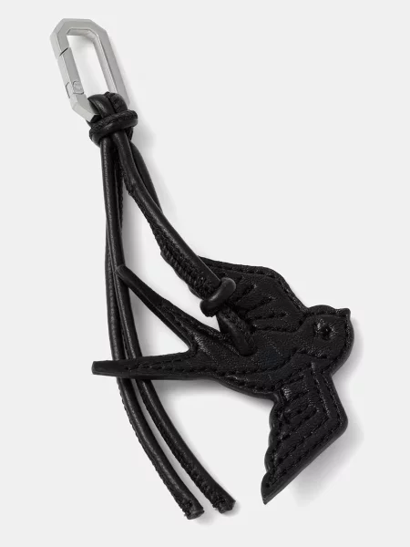 Usnjen obesek za ključe AllSaints DRIP črna