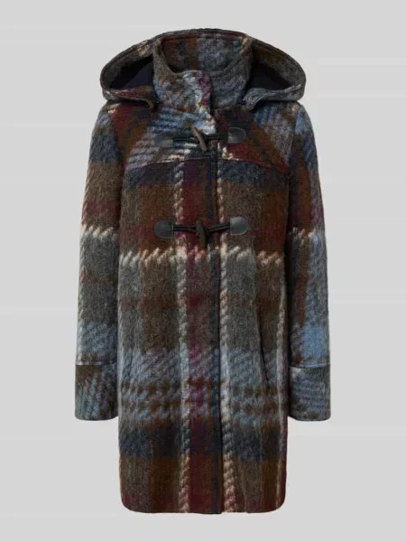 Płaszcz o kroju regular fit z kapturem Amber & June niebieski