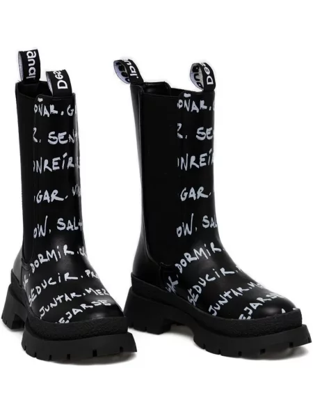 Botine chelsea Desigual cu imagine negru