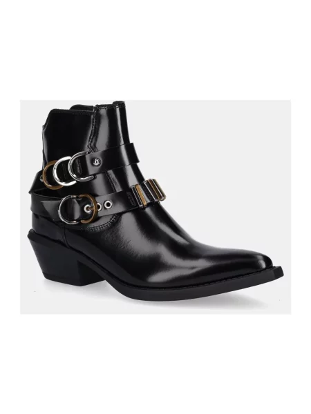 PINKO Botki Ankle Boot Box Calf czarny
