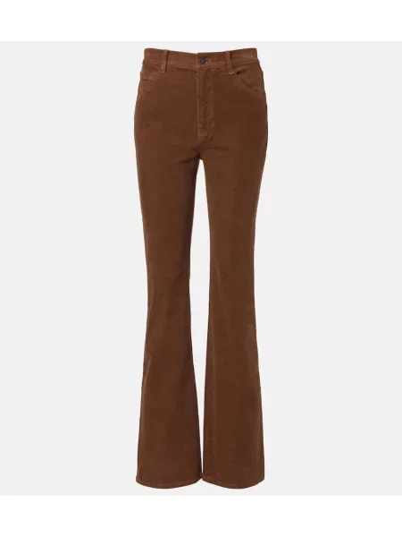 Pantaloni Nili Lotan cu talie înaltă de catifea cord maro