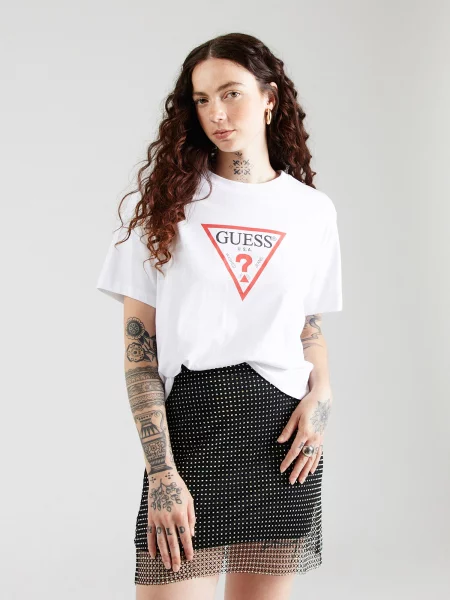Tricou Guess Jeans clasic scurt alb