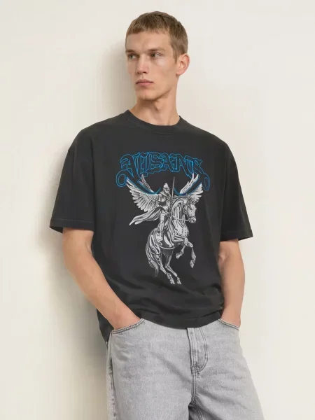 Allsaints Tričko Vanguard tmavě modrá šedá