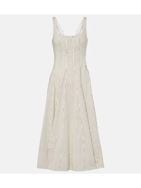 Rochie midi Staud plisată până la genunchi de costum alb