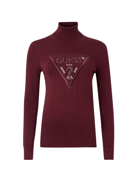 GUESS Pulover HALLIE burgundy / argintiu roșu