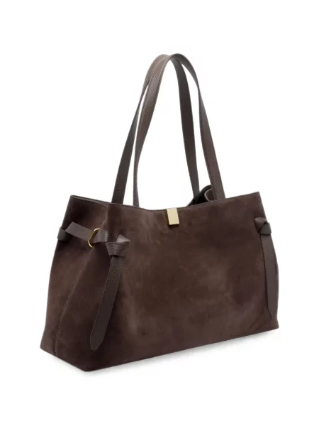 Geantă shopper Yuzefi din piele de căprioară maro
