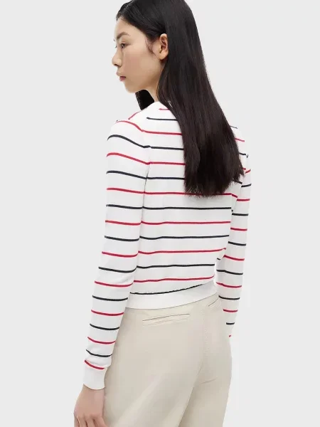 У смужку кардиган Tommy Jeans з круглим вирізом білий