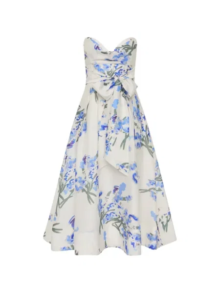 Rochie midi Rebecca Vallance cu model floral cu imagine până la genunchi alb