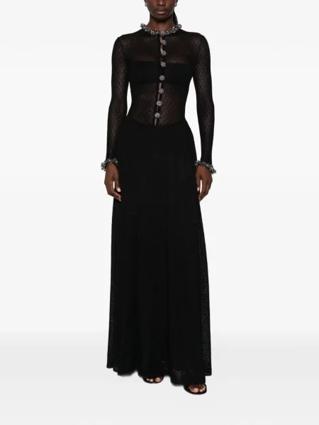 Rochie maxi Self-portrait tricotate negru