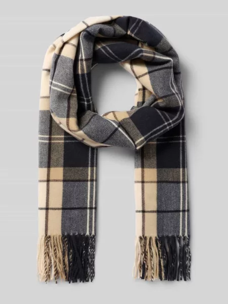 Szal z wzorem na całej powierzchni model HAILES' Barbour granatowa