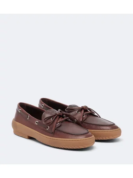 Usnjene loaferke Miu Miu rjava