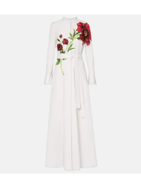 Obleka maxi obleka Oscar De La Renta poplin bordo