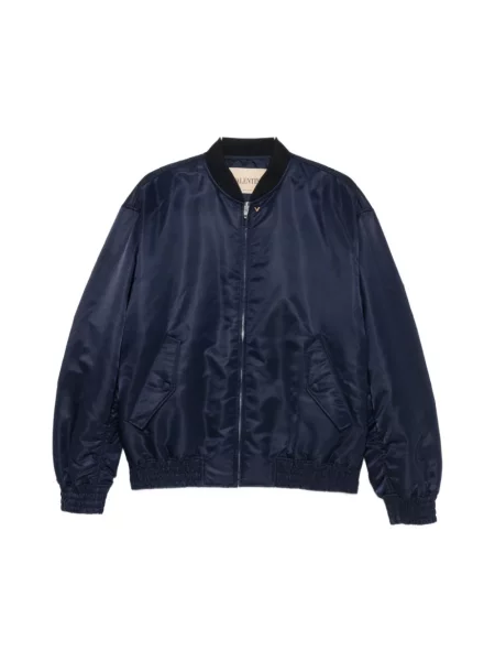 Lniany kurtka bomber Valentino niebieski