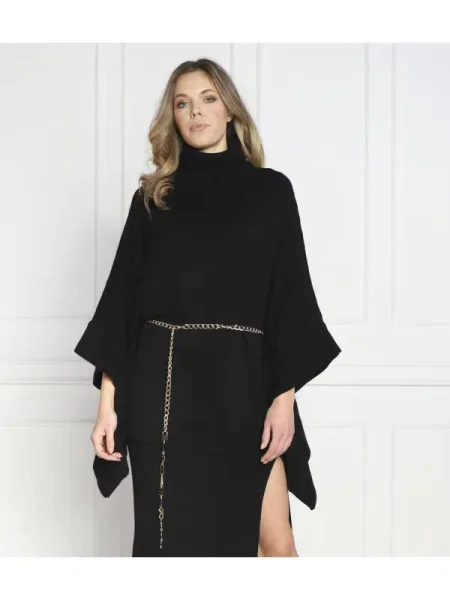 Michael Kors Poncho | Relaxed fit cu adaos de lână și cașmir negru