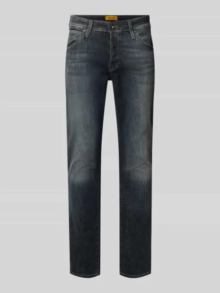 Jeansy o kroju slim fit z efektem znoszenia model ‘GLENN’ Jack & Jones granatowe