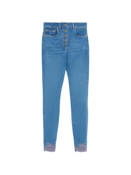 Pantaloni Valentino Garavani din dantelă albastru