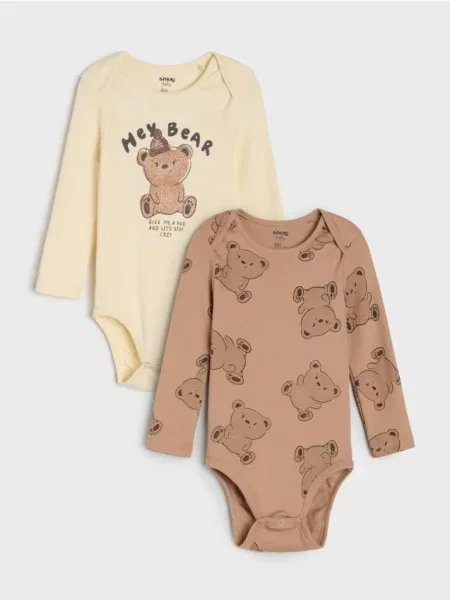 Sinsay body s motivem medvídků 2 pack krémová