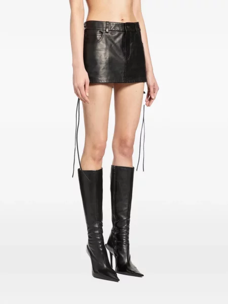 Fustă din piele Balenciaga negru