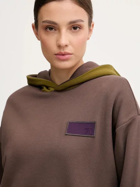Однотонный свитер Ea7 Emporio Armani с капюшоном коричневый