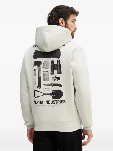 Hanorac cu glugă Alpha Industries cu glugă gri