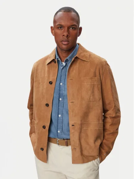 Tommy Hilfiger Kožená Bunda hnědá