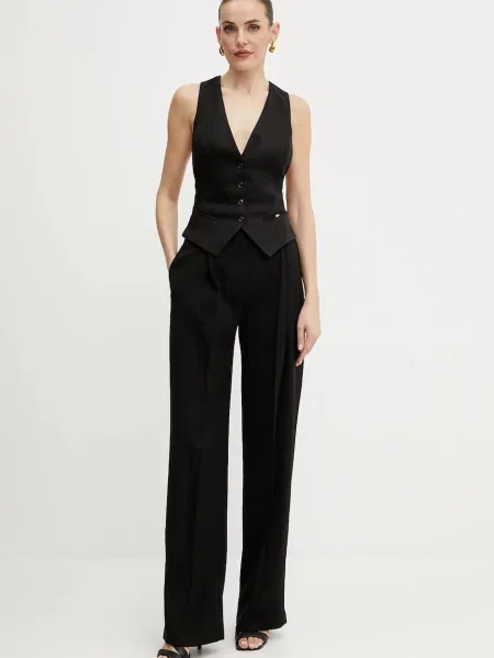 Лляний жилет Elisabetta Franchi однобортний чорний