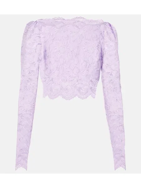 Top Rabanne cu model floral din dantelă violet